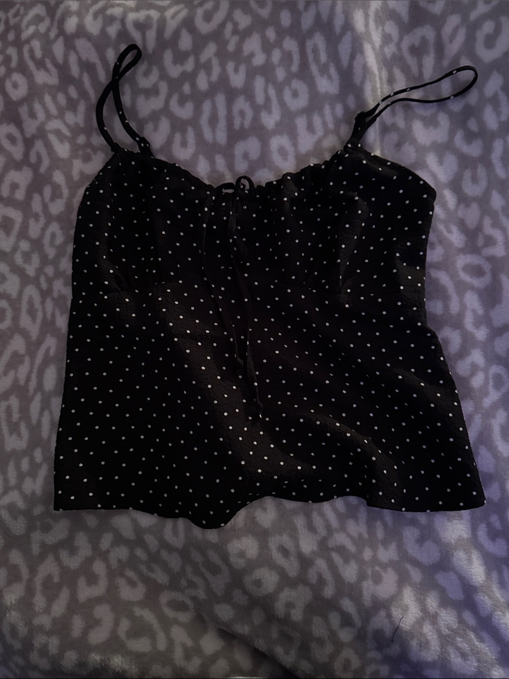 Black Polka Dot Spaghetti Strap Cami Top